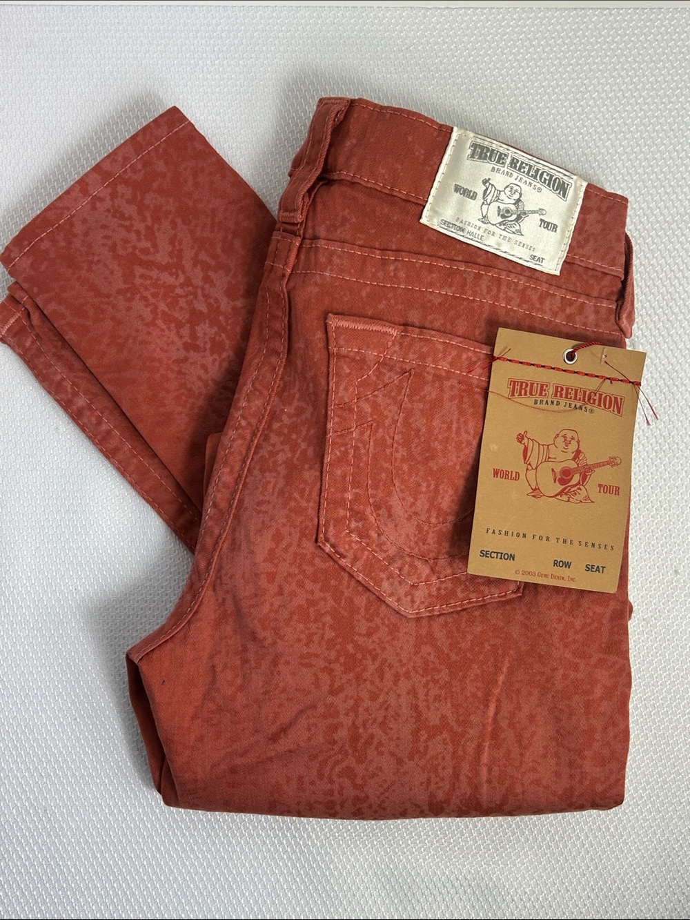 True Religion Women’s Size 26 Rust Halle Skinny Jeans Snake Print Pattern Pants
